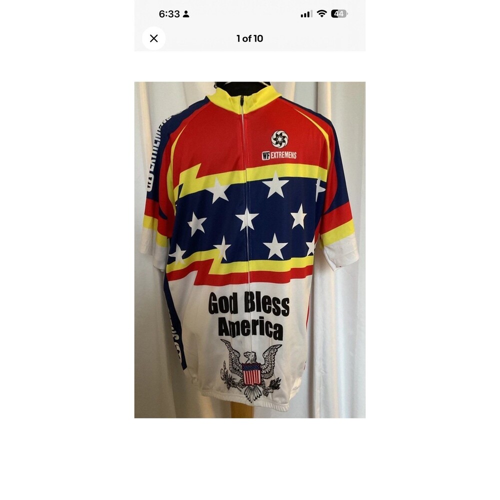 USA "God Bless America" WF Extremens Men’s Sz 3XL Cycling Bike Shirt **READ